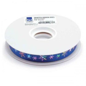 TP Printed Ribbon Roll 50yds Blue/Snowflake