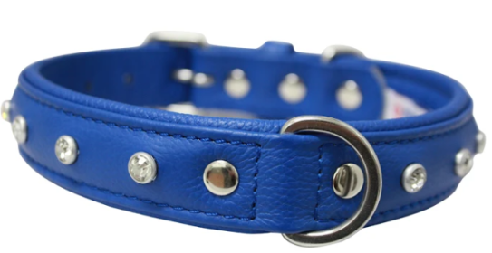 Athens Dog Collar by Angel Rhinestone Collar, 22" X 1", Cobalt Blue