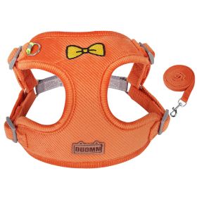 dog Harnesses and dog leash set; Pet Traction Rope Vest Pet Chest Strap Small and Medium Dog Strap Reflective Dog Walking Rope Wholesale (colour: orange)